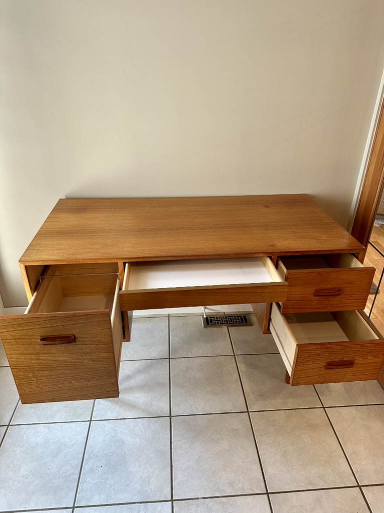 Teak Mid Century Modern Desk, Made in Canada, view 4